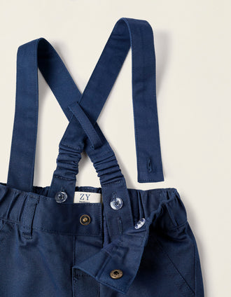 Pantalón con Tirantes Desmontables para Recién Nacido, Azul Oscuro