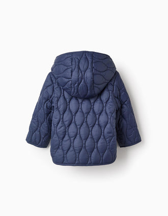 Parka Acolchoada para Bebé Menina, Azul Escuro