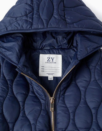 Parka Acolchoada para Bebé Menina, Azul Escuro