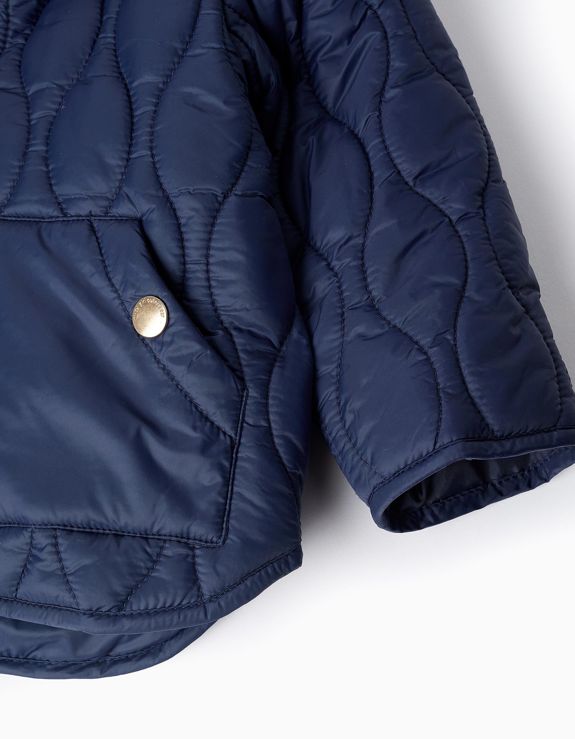 Padded Parka for Baby Girls, Dark Blue