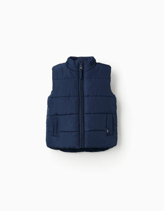 Chaleco Acolchado con Forro Polar para Bebé Niño, Azul Oscuro
