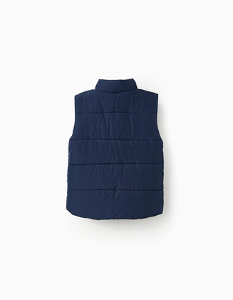 Chaleco Acolchado con Forro Polar para Bebé Niño, Azul Oscuro