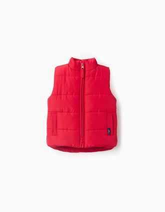 Chaleco Acolchado con Forro Polar para Bebé Niño, Rojo