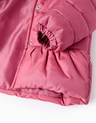 Casaco Acolchoado com Capuz para Bebé Menina, Rosa