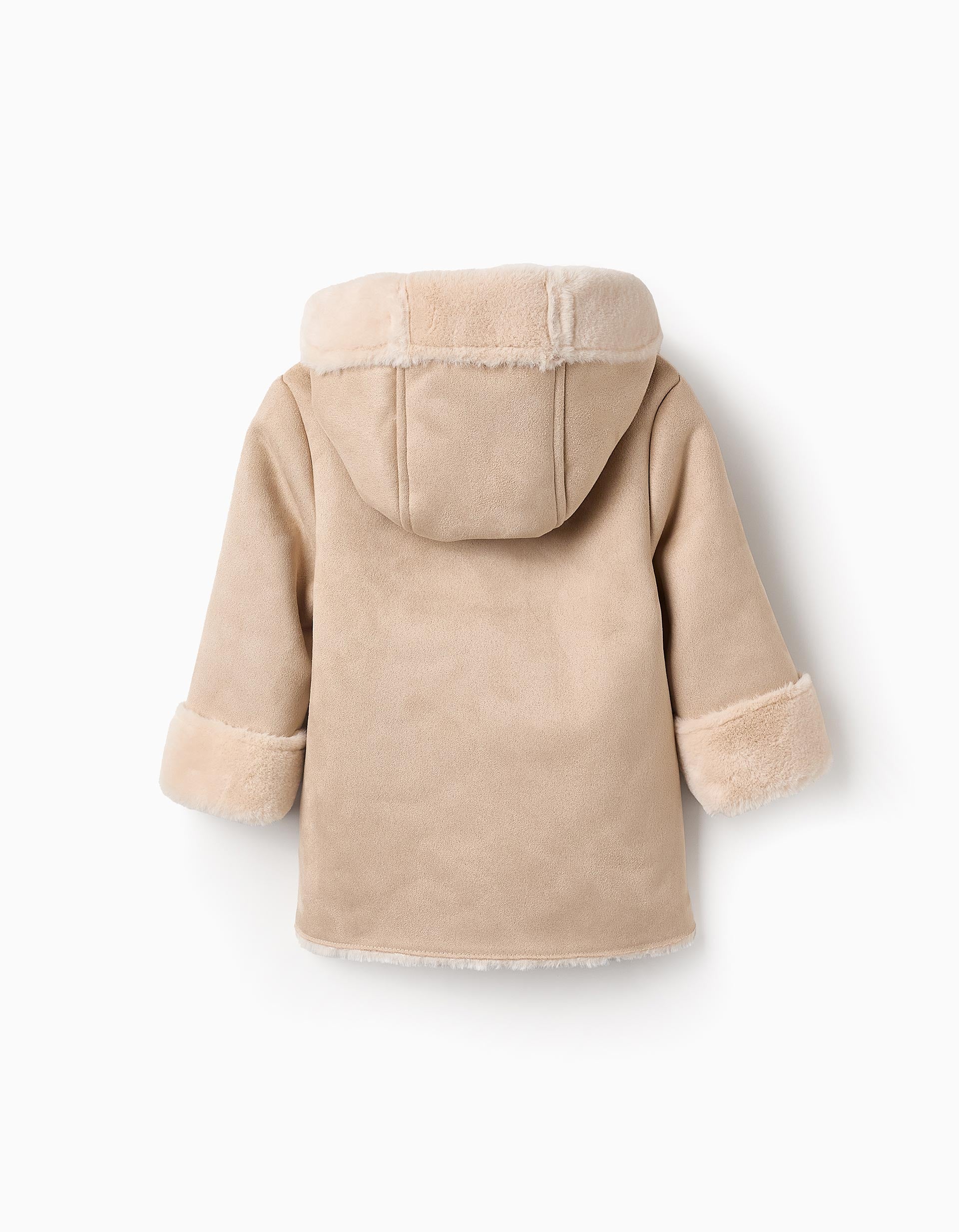 Faux Fur Coat for Baby Girls, Beige