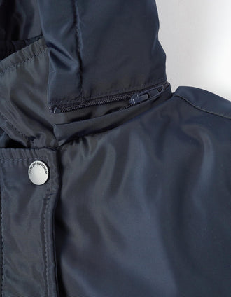 Parka Plisada con Capucha Desmontable para Niña, Azul Oscuro