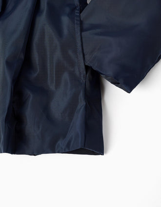 Parka Plisada con Capucha Desmontable para Niña, Azul Oscuro