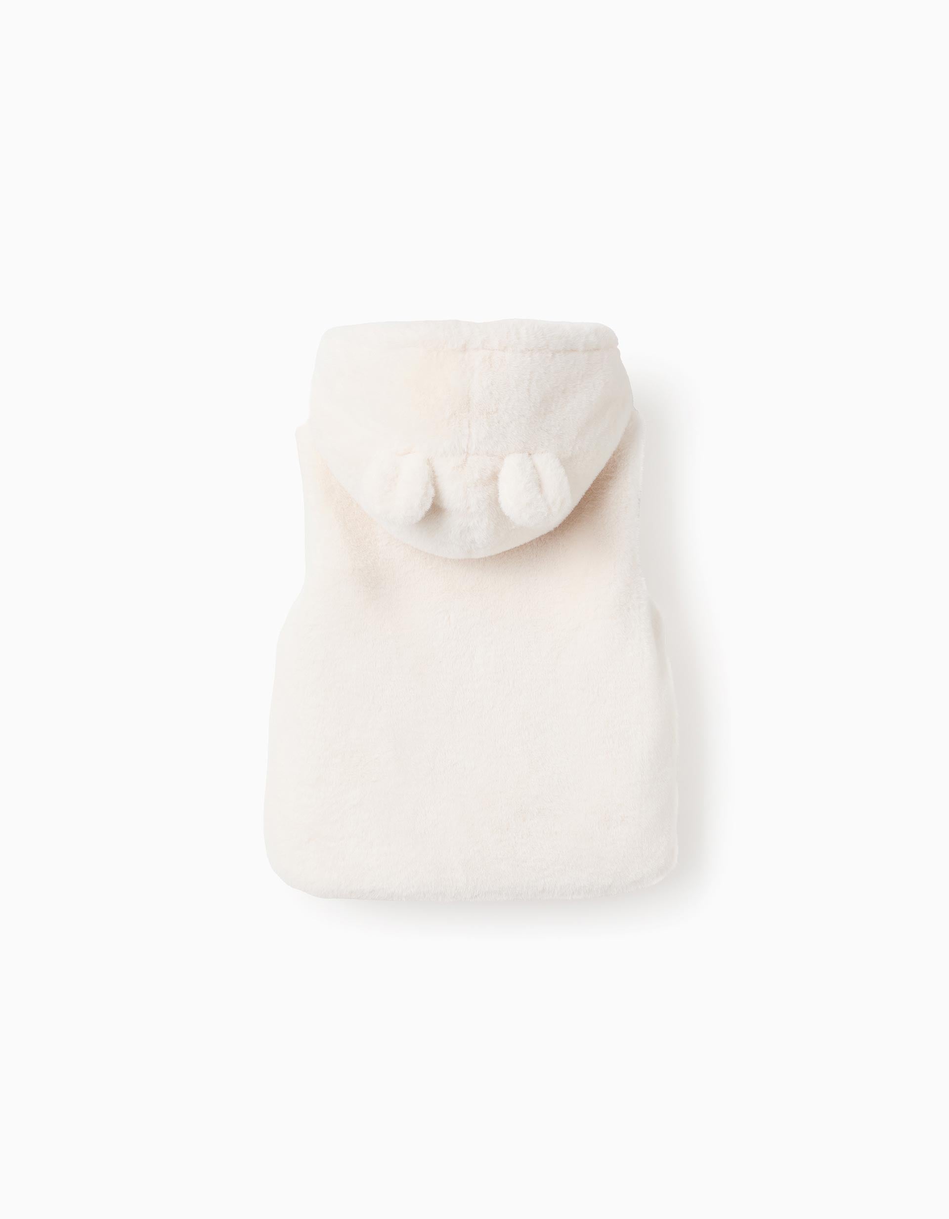 Hooded Faux Fur Gilet for Baby Girls, White