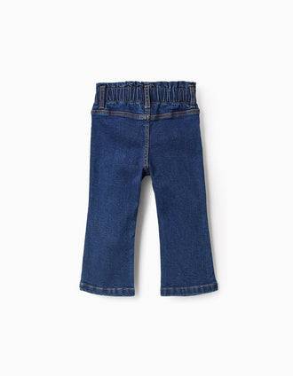 Calças de Ganga à Boca de Sino para Bebé Menina, Azul Escuro