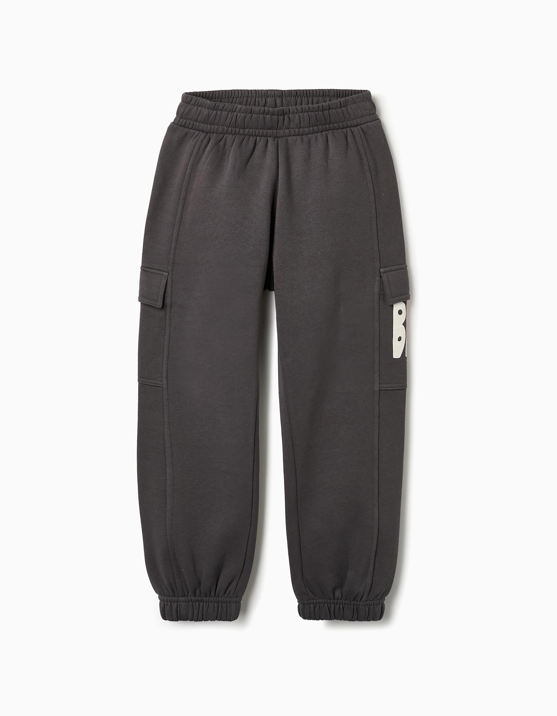 Pantalon de Jogging avec Poches Cargo pour Fille, Gris