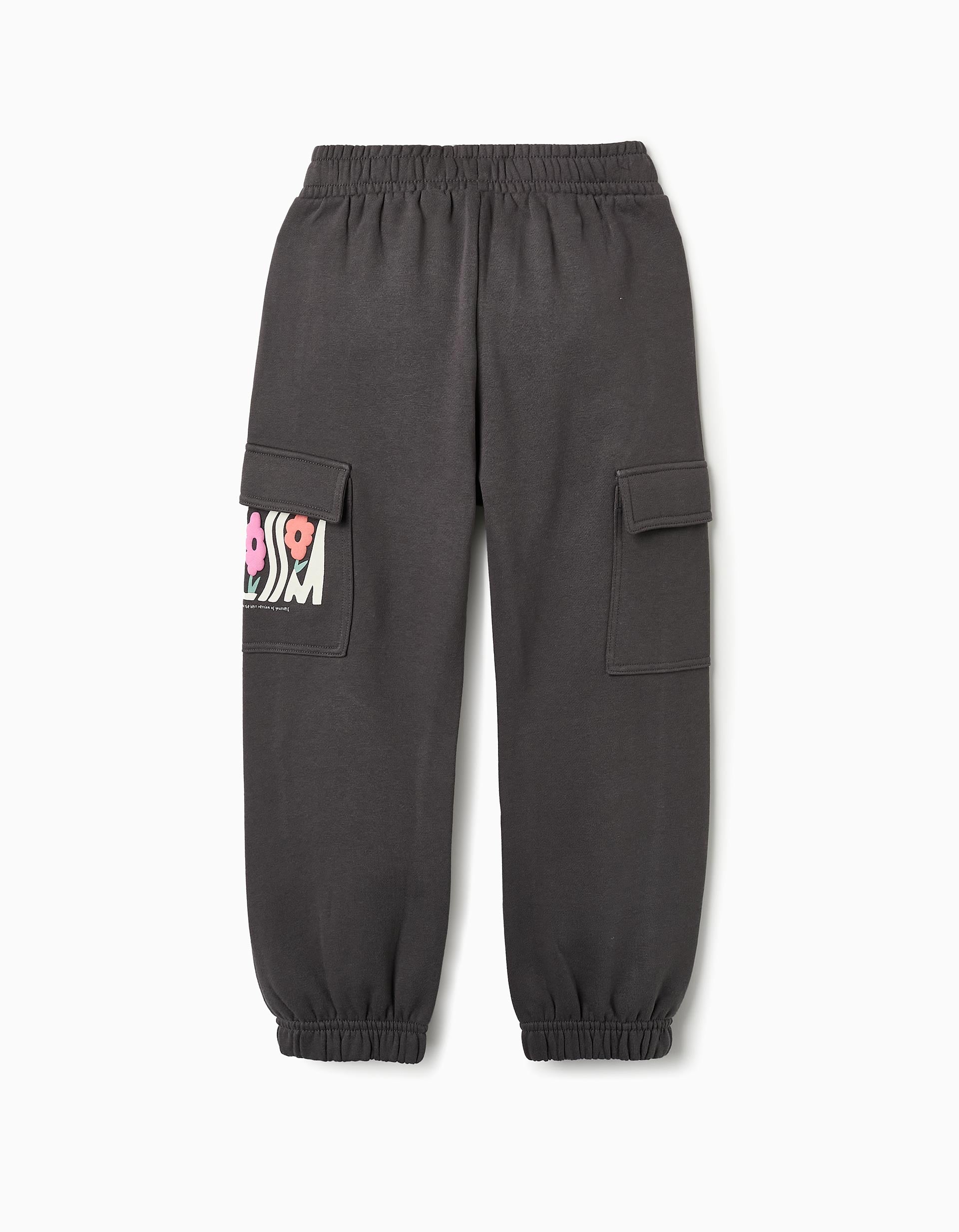 Pantalon de Jogging avec Poches Cargo pour Fille, Gris