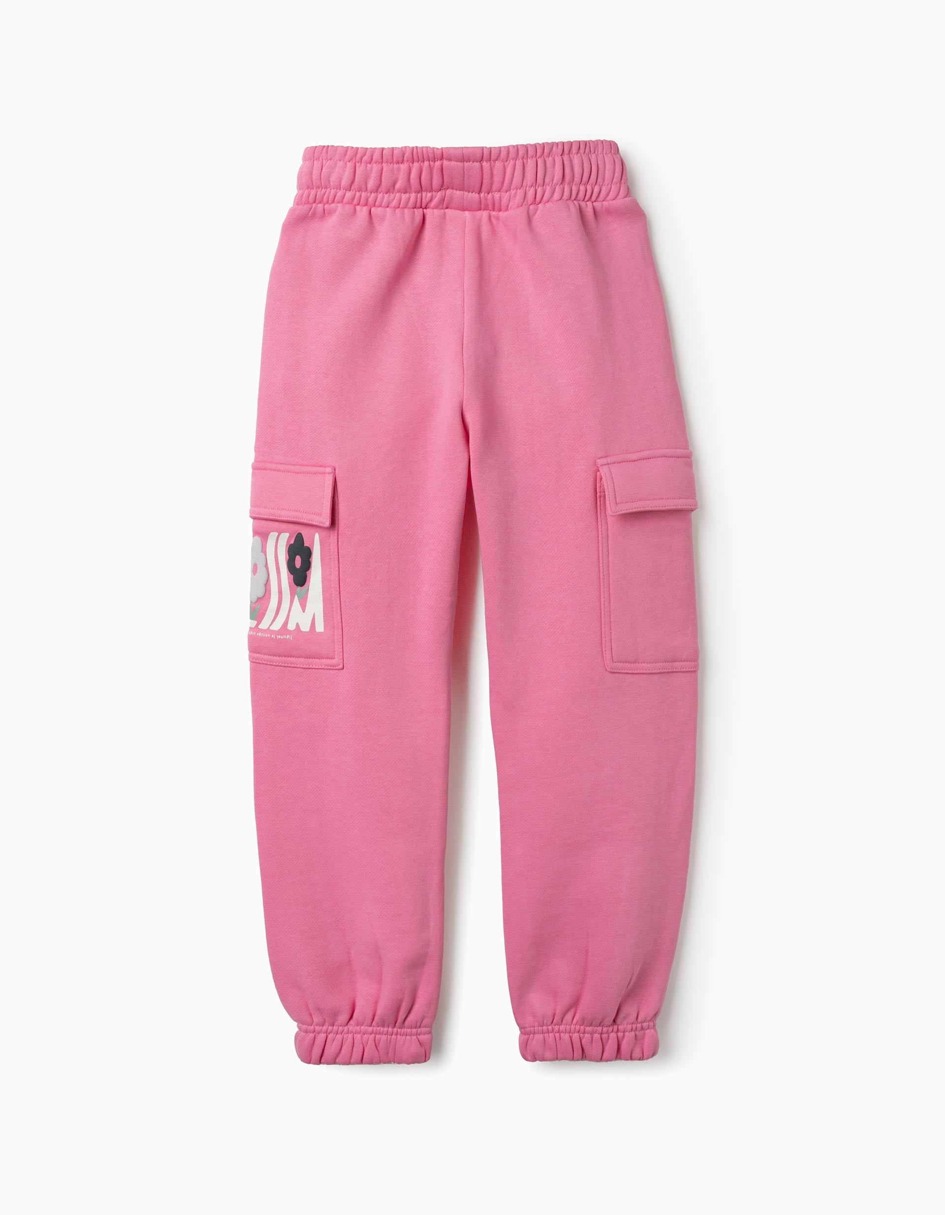 Pantalon de Jogging en Coton avec Poches Cargo pour Fille, Rose