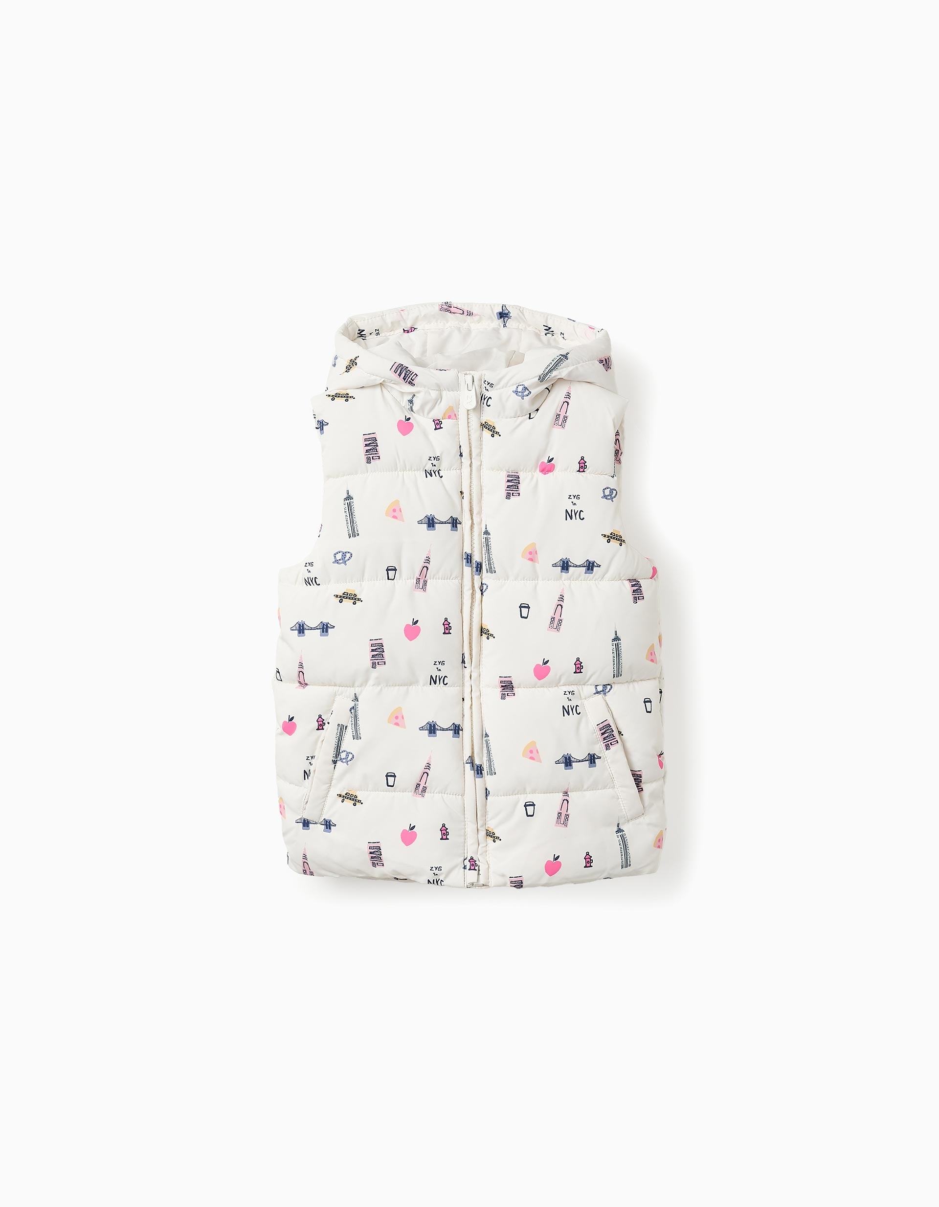 Padded Hooded Gilet for Girls 'Paris', White