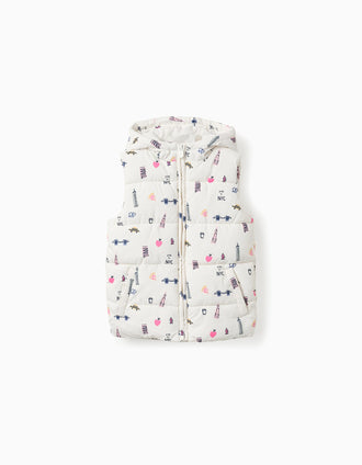 Chaleco Acolchado con Capucha para Niña 'Paris', Blanco