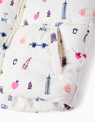 Colete Acolchoado com Capuz para Menina 'Paris', Branco