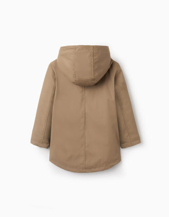 Parka de Goma con Forro de Sherpa para Niño, Marrón