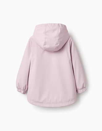 Parka de Borracha com Forro de Sherpa para Menina, Rosa