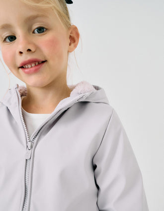 Parka de Borracha com Forro em Sherpa para Menina, Lilás