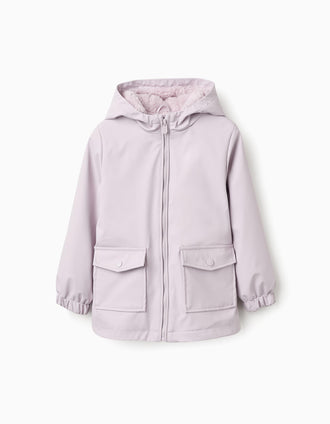 Parka de Borracha com Forro em Sherpa para Menina, Lilás