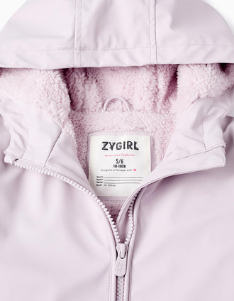 Parka de Borracha com Forro em Sherpa para Menina, Lilás
