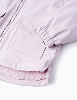 Parka de Borracha com Forro em Sherpa para Menina, Lilás
