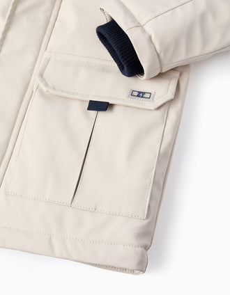 Parka Matelassée en Caoutchouc pour Garçon, Beige