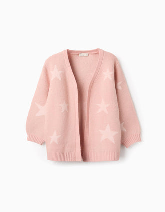 Casaco de Malha com Lurex para Menina, Rosa/Dourado