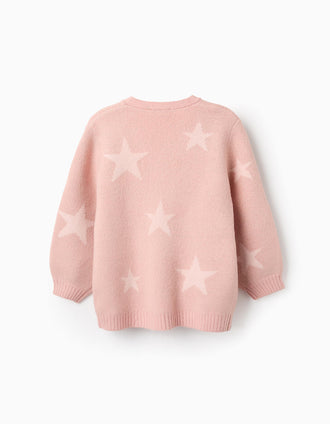 Casaco de Malha com Lurex para Menina, Rosa/Dourado