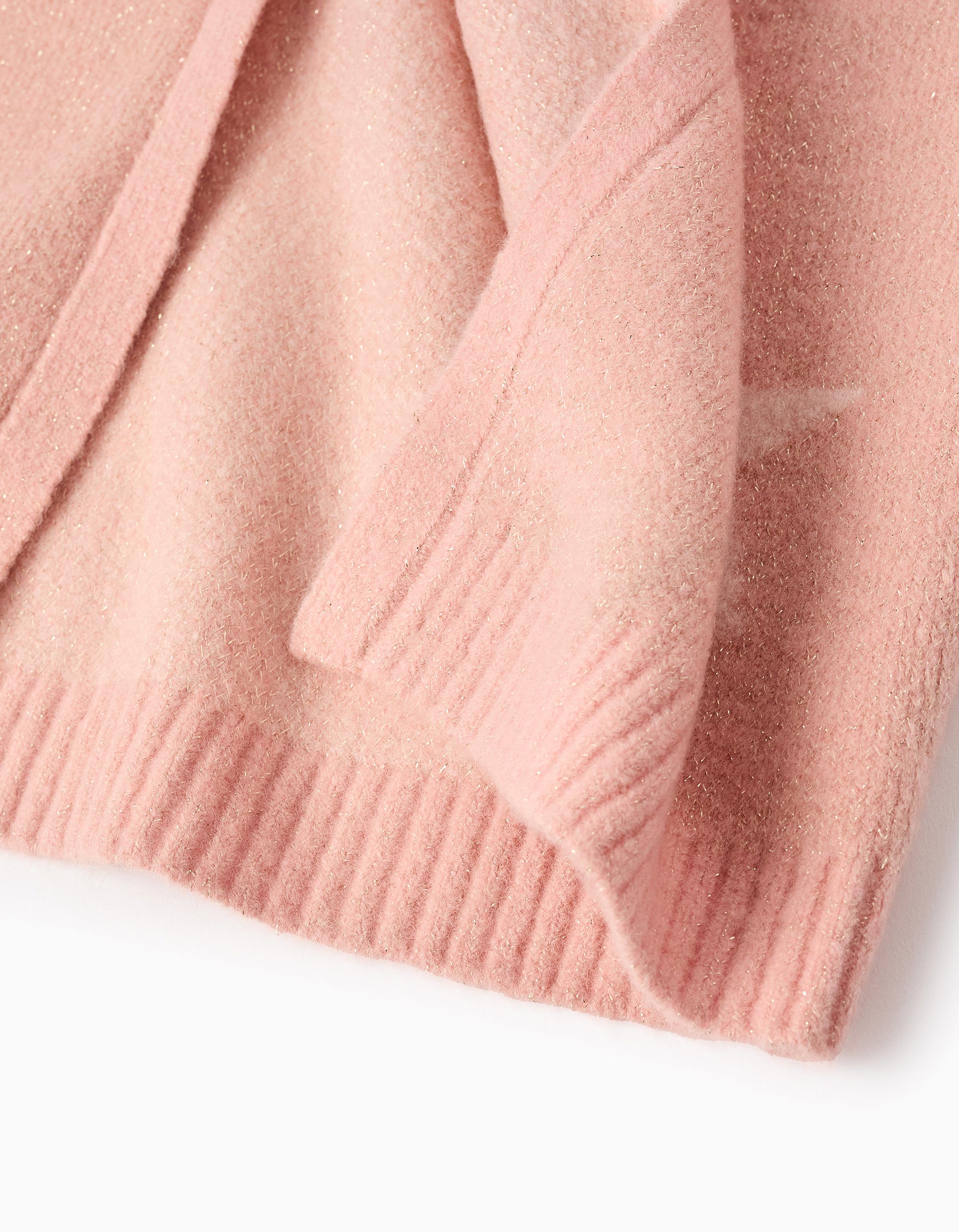 Lurex Knit Cardigan for Girls, Pink/Gold