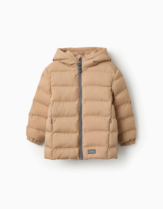 Chaqueta Acolchada con Capucha para Niño, Beige