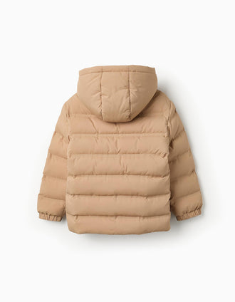 Chaqueta Acolchada con Capucha para Niño, Beige