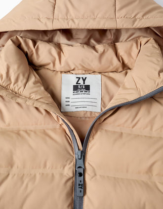 Chaqueta Acolchada con Capucha para Niño, Beige