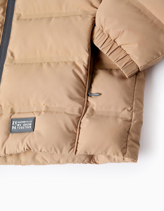 Chaqueta Acolchada con Capucha para Niño, Beige