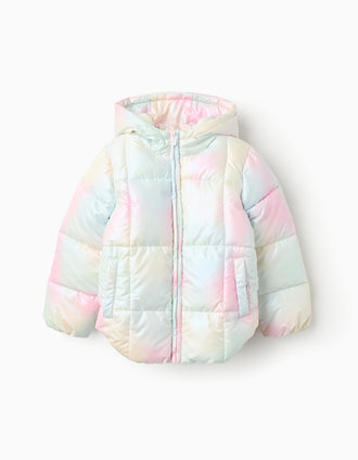 Casaco Acolchoado com Capuz para Menina, Iridescente