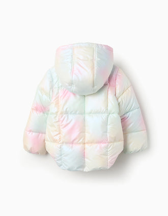 Chaqueta Acolchada con Capucha para Niña, Iridescente