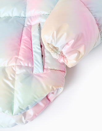 Chaqueta Acolchada con Capucha para Niña, Iridescente