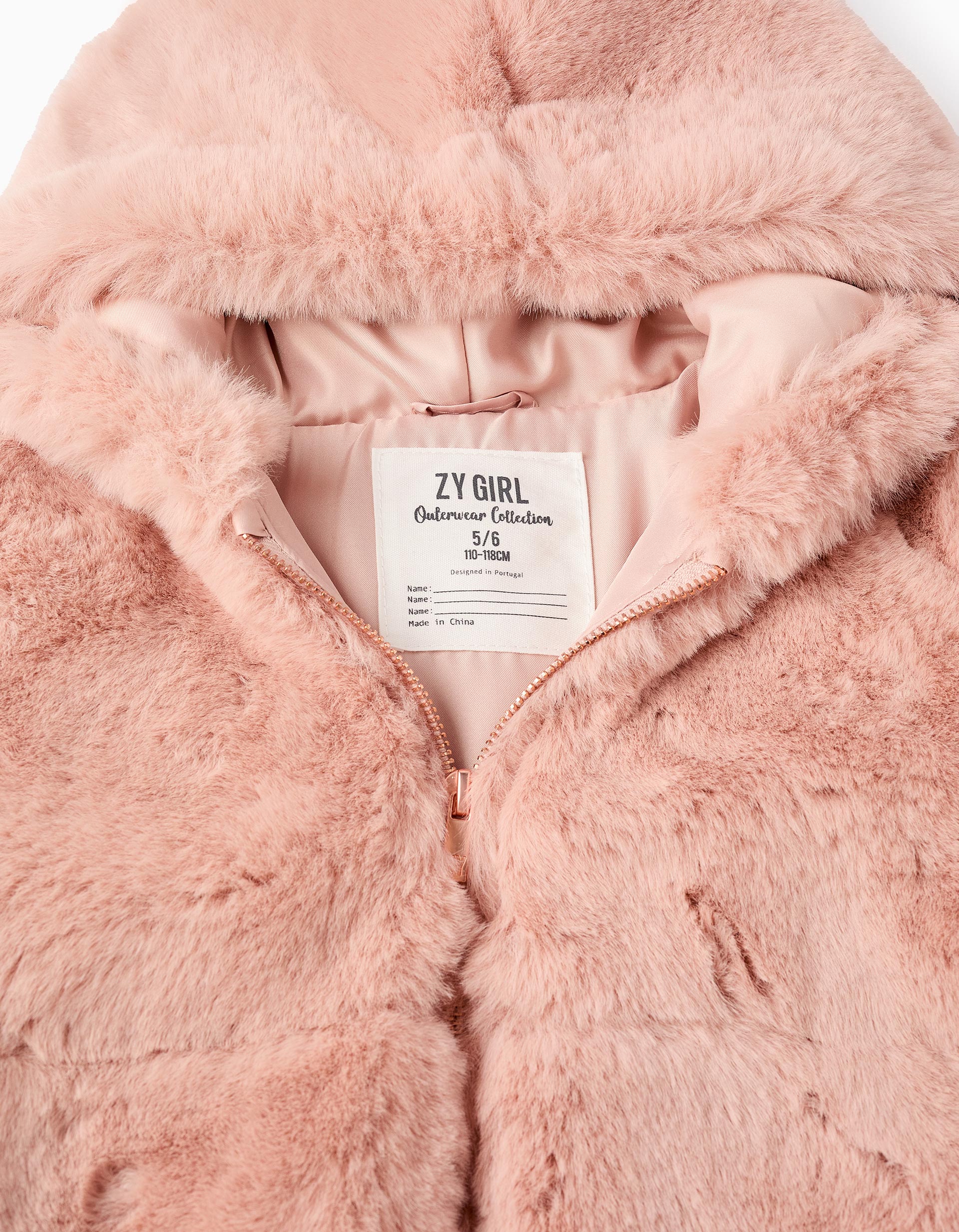 Hooded Faux Fur Jacket for Girls, Pink