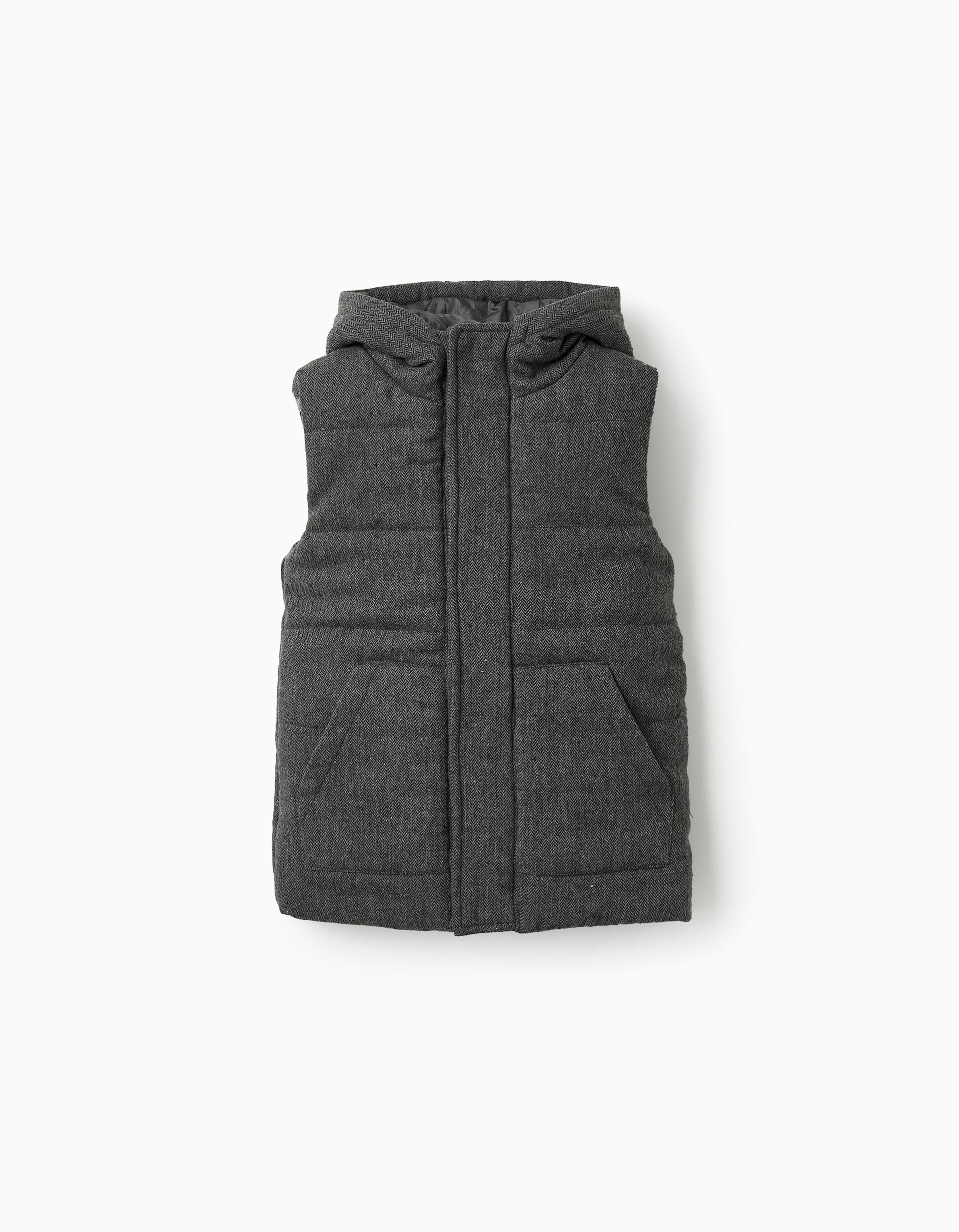 Padded Hooded Gilet for Boys, Grey