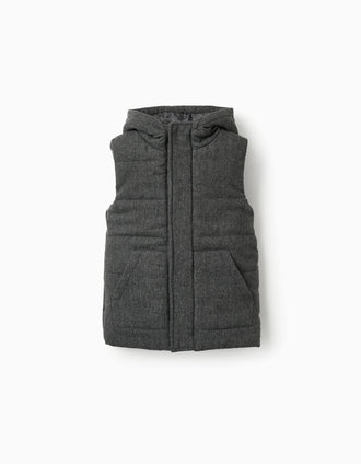 Chaleco Acolchado con Capucha para Niño, Gris