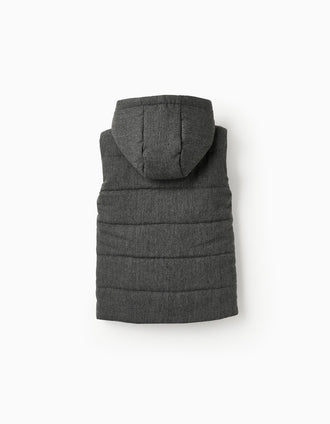Colete Acolchoado com Capuz para Menino, Cinza