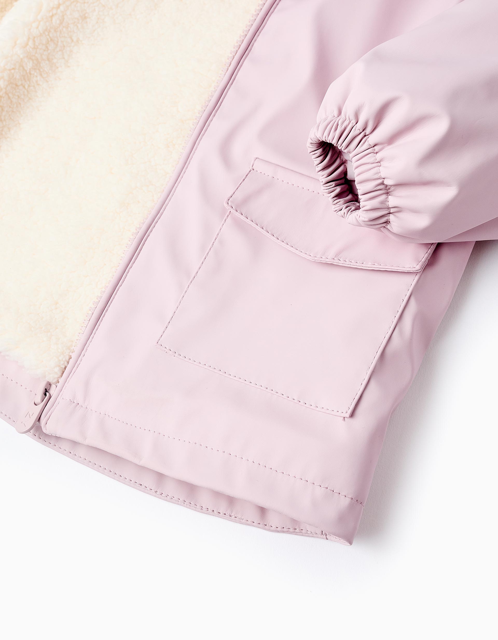 Rubber Parka with Sherpa Lining for Baby Girls, Pink