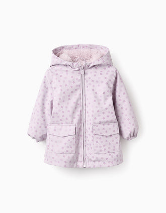Parka de Goma con Forro de Sherpa para Bebé Niña, Lila
