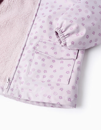 Parka de Borracha com Forro em Sherpa para Bebé Menina, Lilás