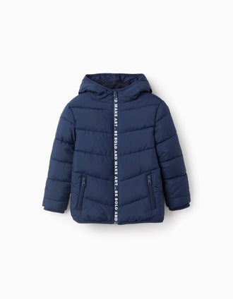 Chaqueta Acolchada con Capucha para Niño, Azul Oscuro