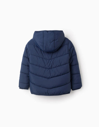 Chaqueta Acolchada con Capucha para Niño, Azul Oscuro