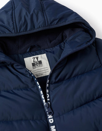 Chaqueta Acolchada con Capucha para Niño, Azul Oscuro