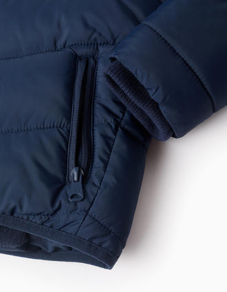 Chaqueta Acolchada con Capucha para Niño, Azul Oscuro