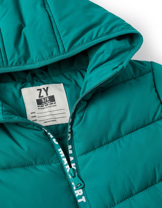 Chaqueta Acolchada con Capucha para Niño, Turquesa