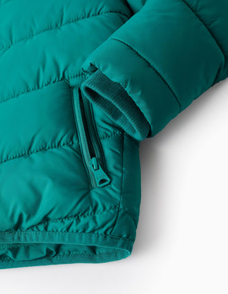 Chaqueta Acolchada con Capucha para Niño, Turquesa