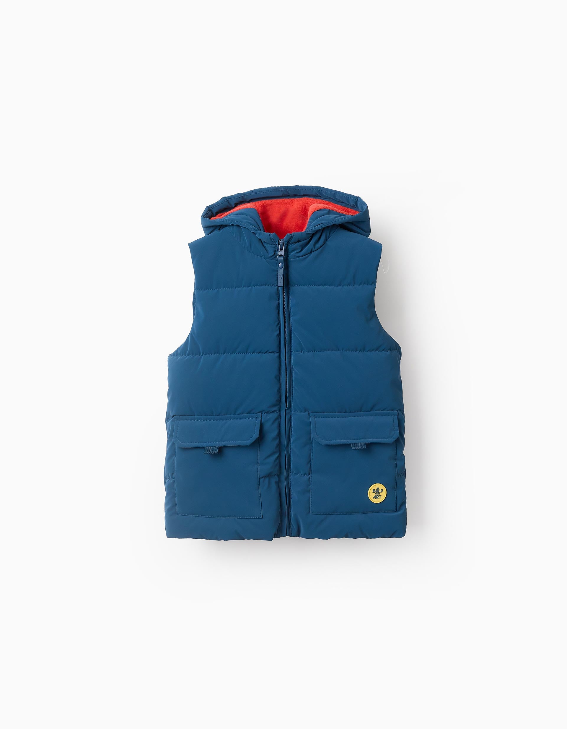 Padded Gilet with Fleece Lining for Boys, Blue/Orange